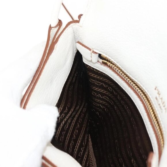 PRADA Shoulder Bag Leather White Gold Auth ep11182 - Picture 11 of 16